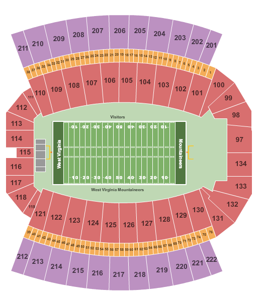 Mountaineer Field Seating Chart Mountaineer Field at Milan Puskar Stadium